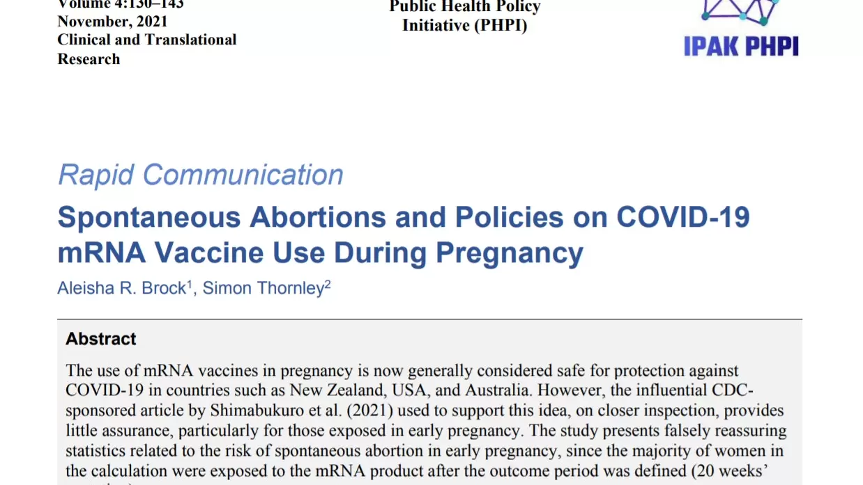Report Finds Increased Risk of Spontaneous Abortion Following COVID-19 Vaccination During Pregnancy